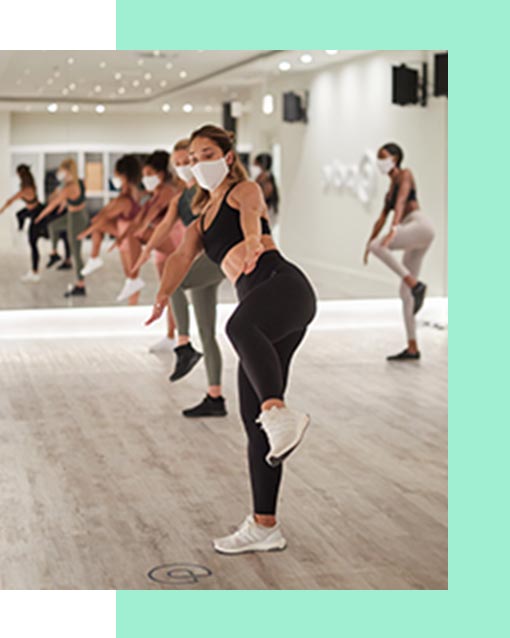 Working out in a large mirrored room